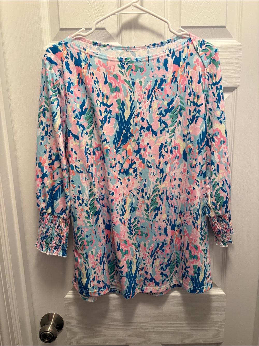 Amazon Women's Pastel Floral Tunic Top - Pink, Blue, Green